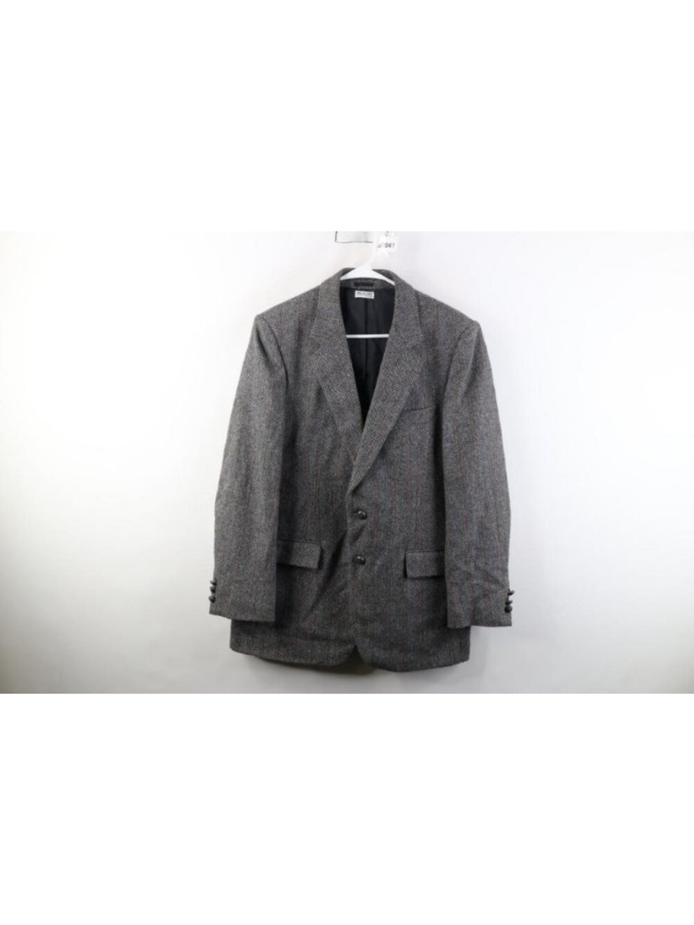 Vtg 70s Streetwear Mens 40R Striped Herringbone Wool Tweed Suit Blazer Jacket